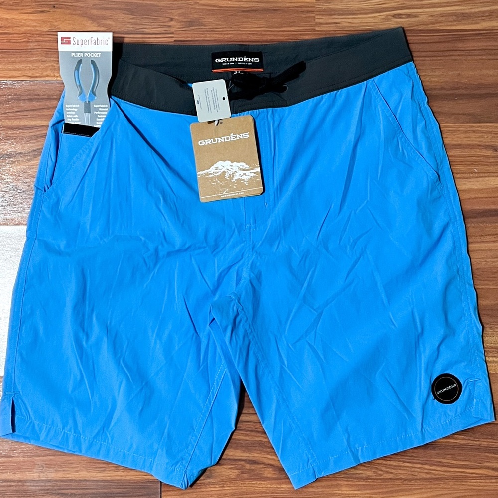 Grundens Sidereal Boardshorts 42” Blue Tie Waist